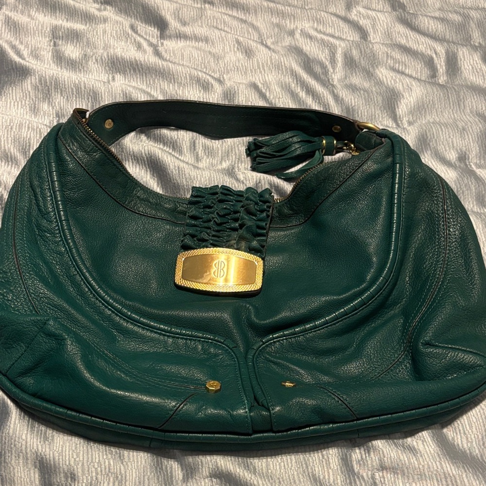 Pebble soft leather Bill Blass Green Leather Hobo Bag